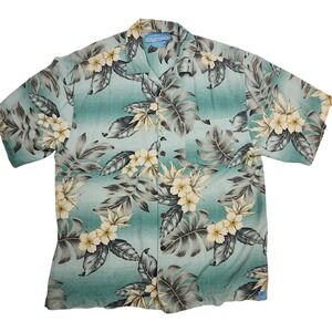Bermuda Bay Hawaiian Short Sleeve Shirt L/G 100% Silk Tropical Cruise Resort